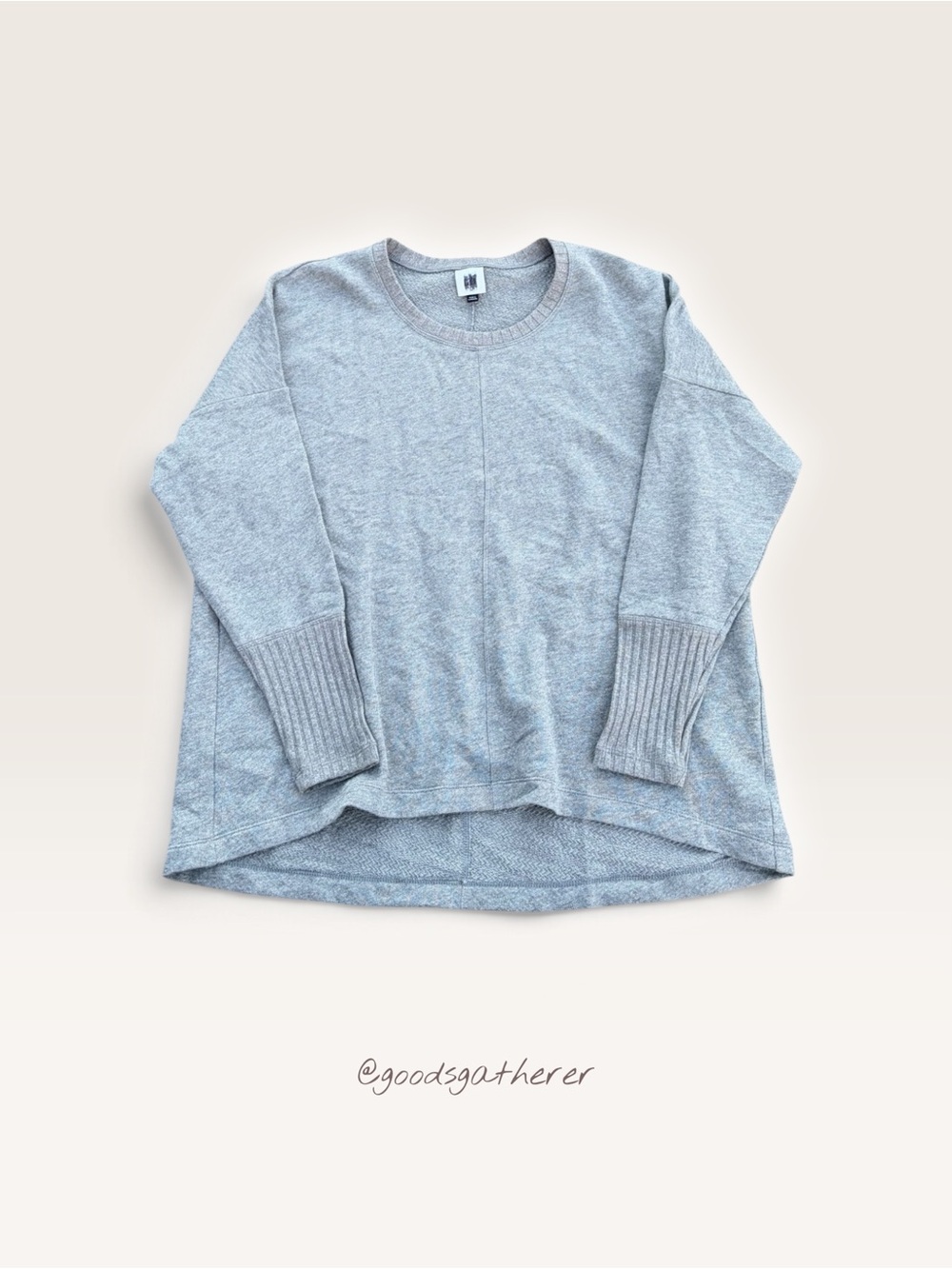 Cabi 6333 Gray Oversized High Low Cotton Sweatshirt Pullover Top Size M
